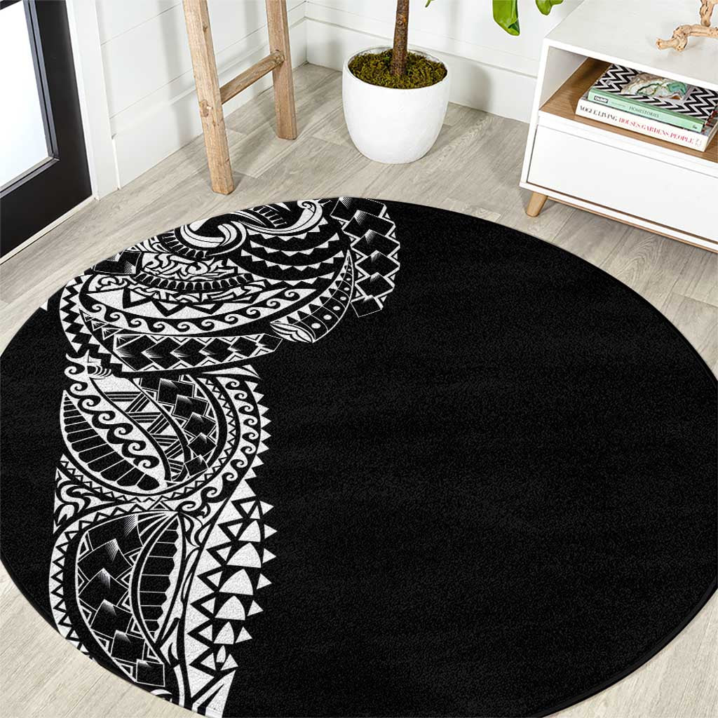 Polynesian Art Traditional Tattoo Round Carpet Simple Style LT03 Black - Polynesian Pride