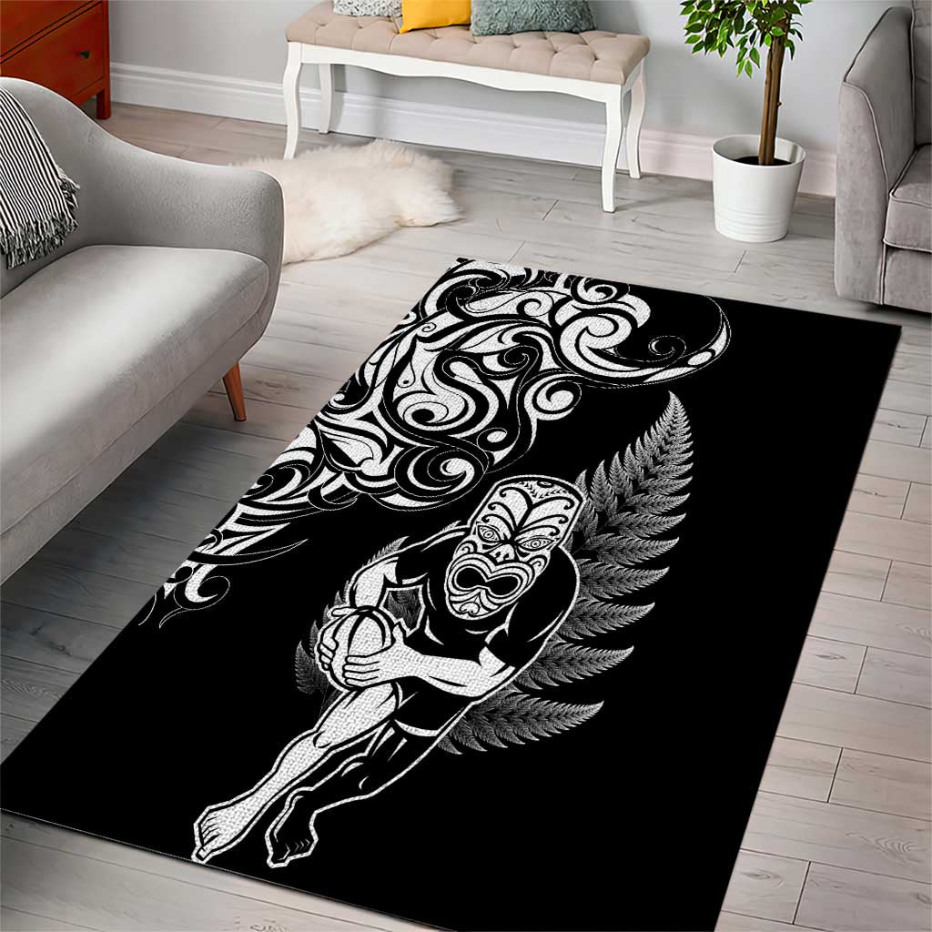 New Zealand Maori Warrior Rugby Area Rug Silver Fern LT03 - Polynesian Pride
