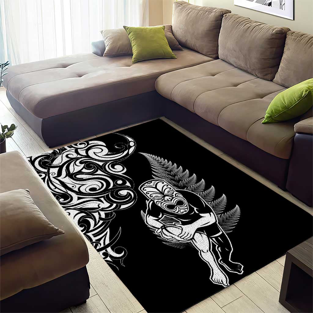 New Zealand Maori Warrior Rugby Area Rug Silver Fern LT03 - Polynesian Pride