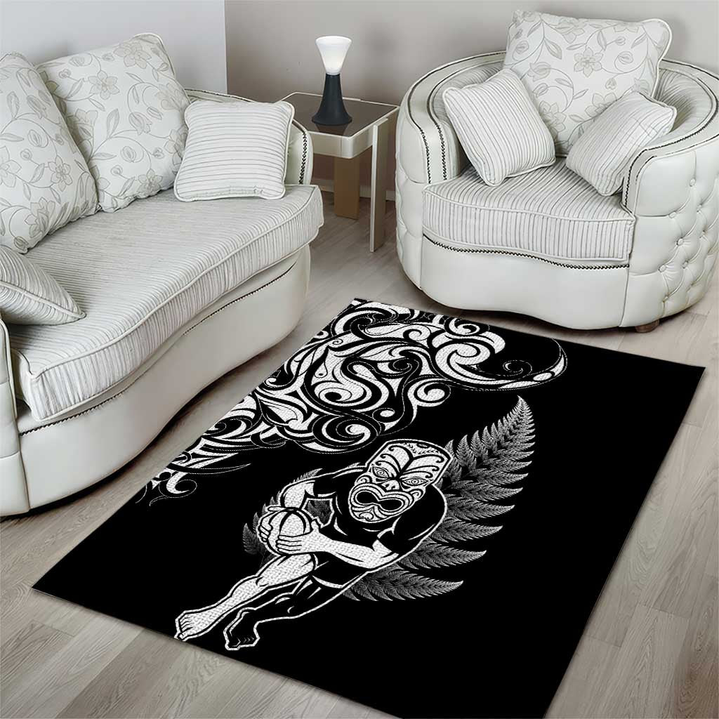 New Zealand Maori Warrior Rugby Area Rug Silver Fern LT03 - Polynesian Pride
