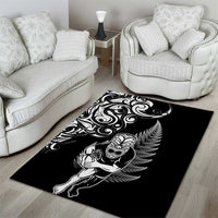 New Zealand Maori Warrior Rugby Area Rug Silver Fern LT03 - Polynesian Pride