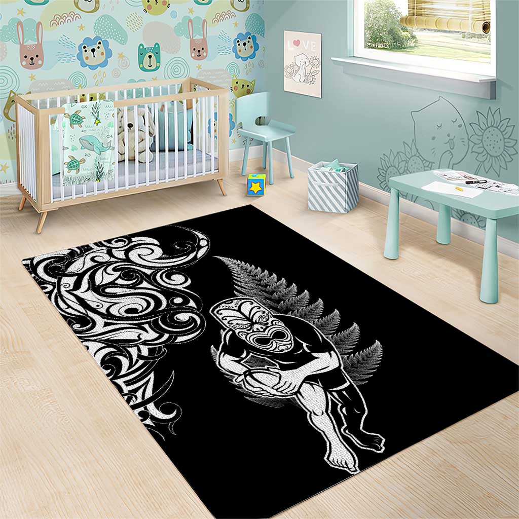 New Zealand Maori Warrior Rugby Area Rug Silver Fern LT03 - Polynesian Pride