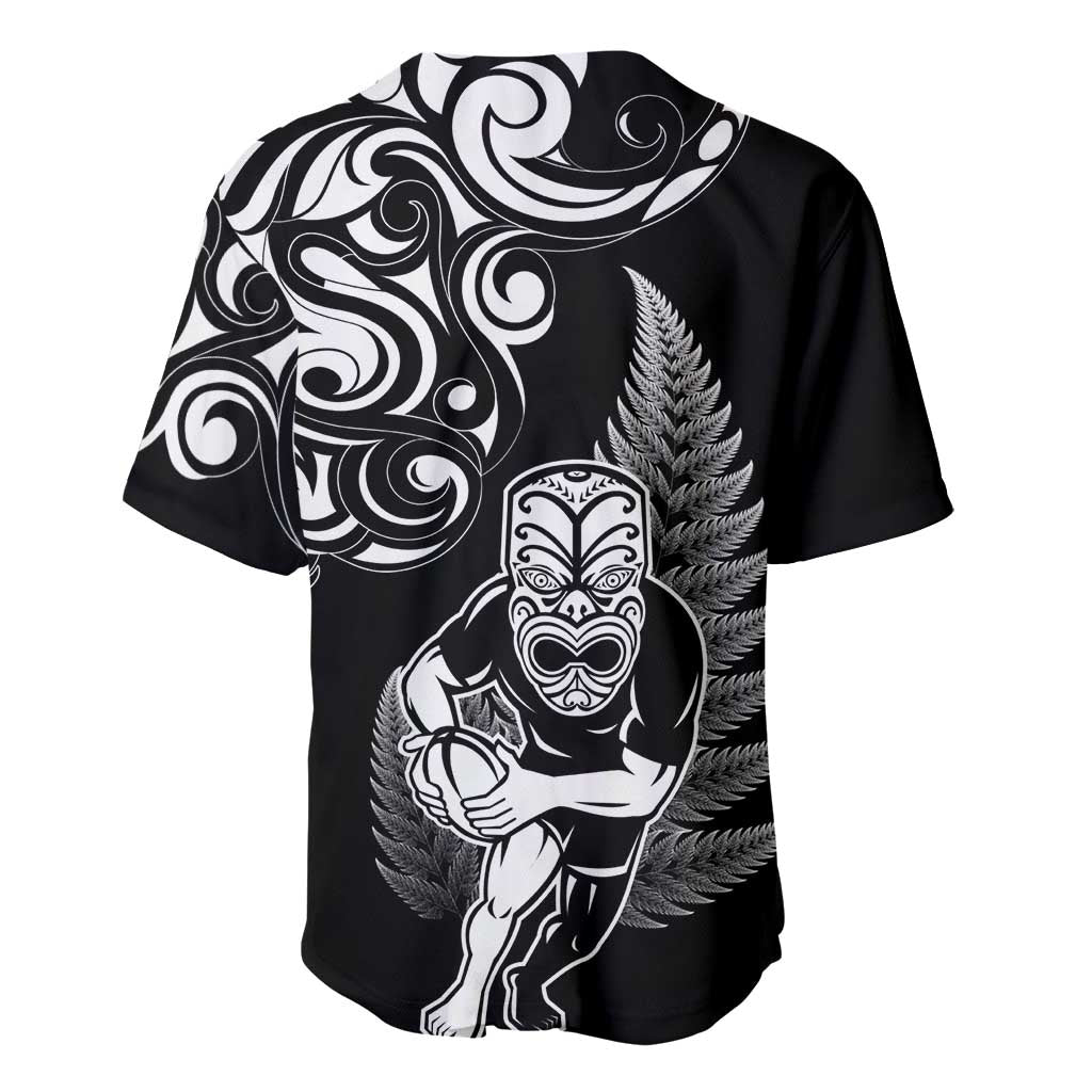 New Zealand Maori Warrior Rugby Baseball Jersey Silver Fern LT03 - Polynesian Pride