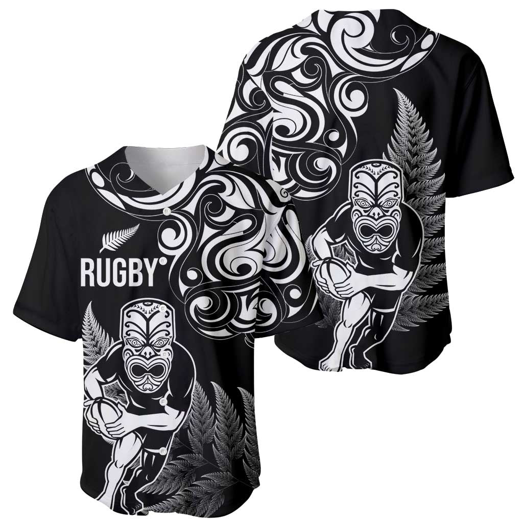 New Zealand Maori Warrior Rugby Baseball Jersey Silver Fern LT03 - Polynesian Pride