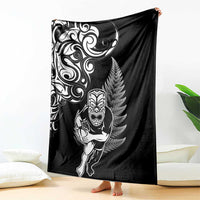 New Zealand Maori Warrior Rugby Blanket Silver Fern LT03 - Polynesian Pride