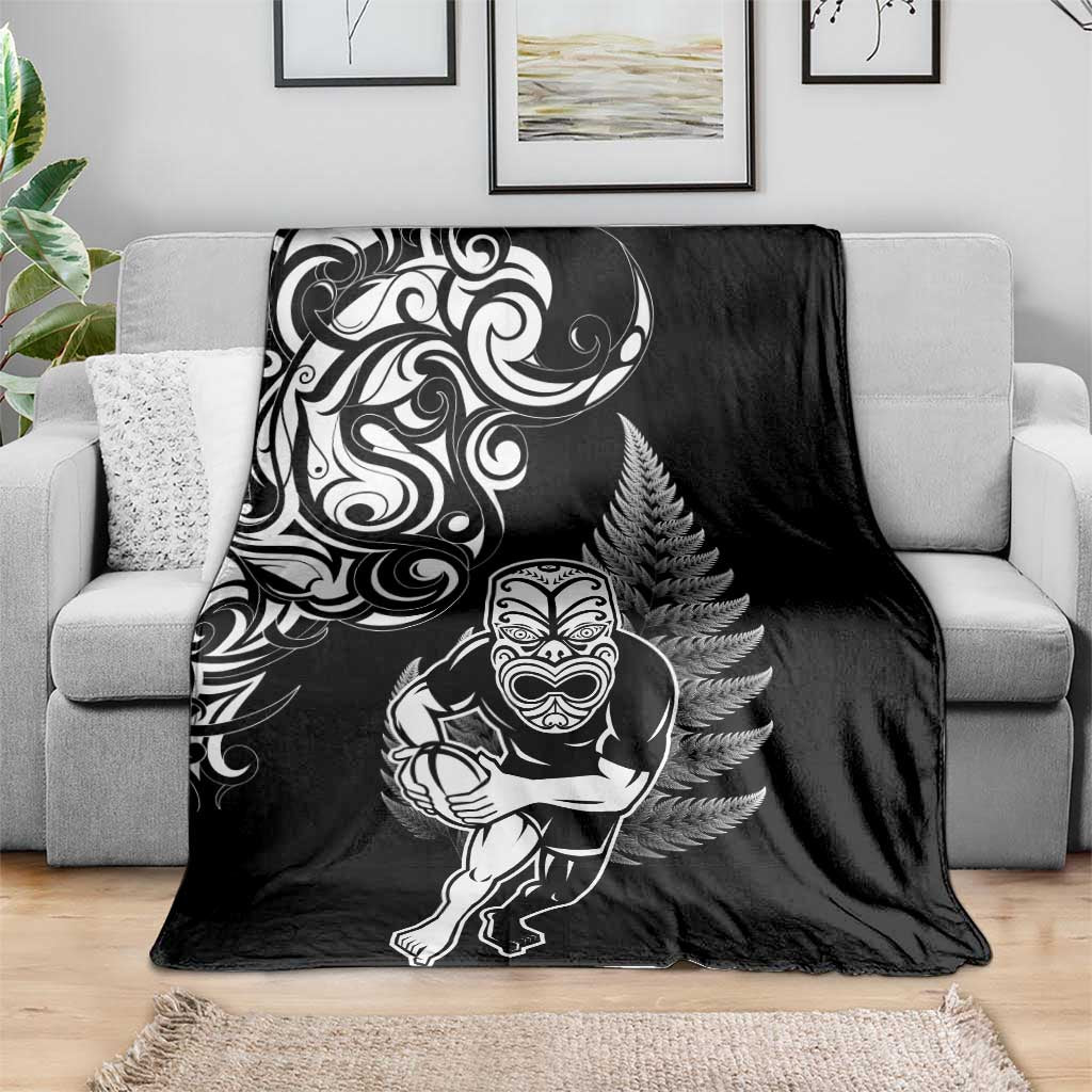 New Zealand Maori Warrior Rugby Blanket Silver Fern LT03 - Polynesian Pride