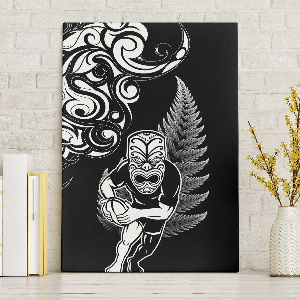 New Zealand Maori Warrior Rugby Canvas Wall Art Silver Fern LT03 Without Frame Black - Polynesian Pride