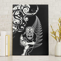New Zealand Maori Warrior Rugby Canvas Wall Art Silver Fern LT03 Without Frame Black - Polynesian Pride