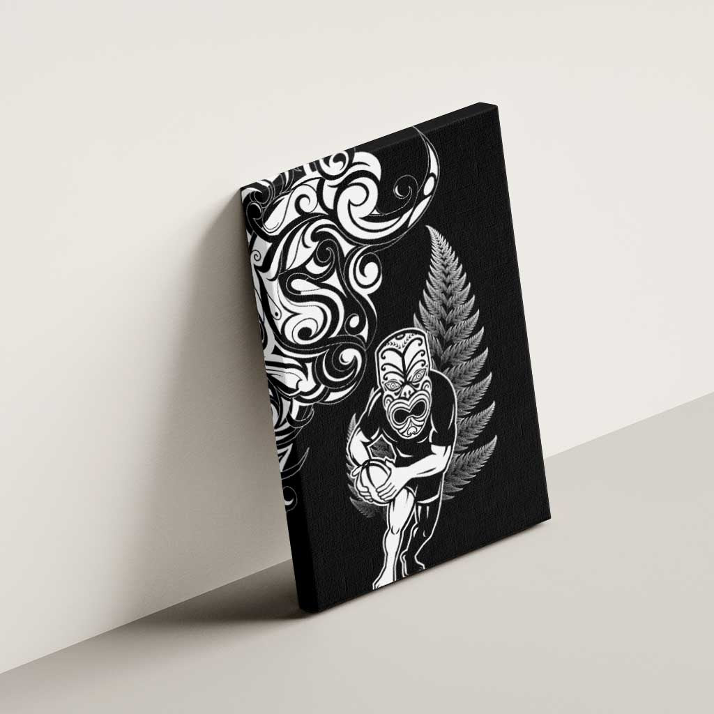 New Zealand Maori Warrior Rugby Canvas Wall Art Silver Fern LT03 - Polynesian Pride