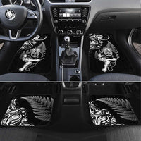 New Zealand Maori Warrior Rugby Car Mats Silver Fern LT03 Set 4pcs Black - Polynesian Pride