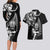 New Zealand Maori Warrior Rugby Couples Matching Long Sleeve Bodycon Dress and Hawaiian Shirt Silver Fern