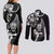 New Zealand Maori Warrior Rugby Couples Matching Long Sleeve Bodycon Dress and Long Sleeve Button Shirt Silver Fern