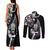 New Zealand Maori Warrior Rugby Couples Matching Tank Maxi Dress and Long Sleeve Button Shirt Silver Fern