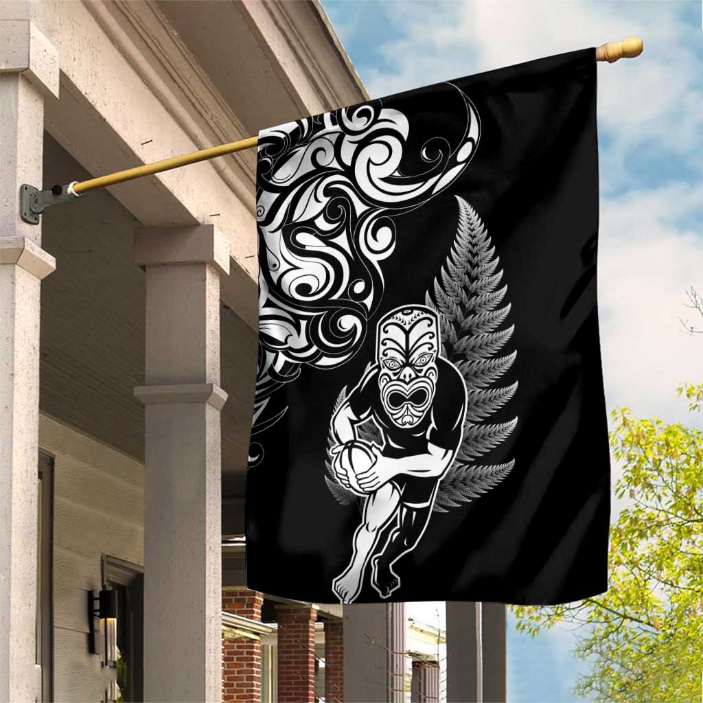 New Zealand Maori Warrior Rugby Garden Flag Silver Fern