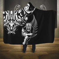 New Zealand Maori Warrior Rugby Hooded Blanket Silver Fern LT03 - Polynesian Pride