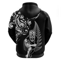 New Zealand Maori Warrior Rugby Hoodie Silver Fern LT03 - Polynesian Pride