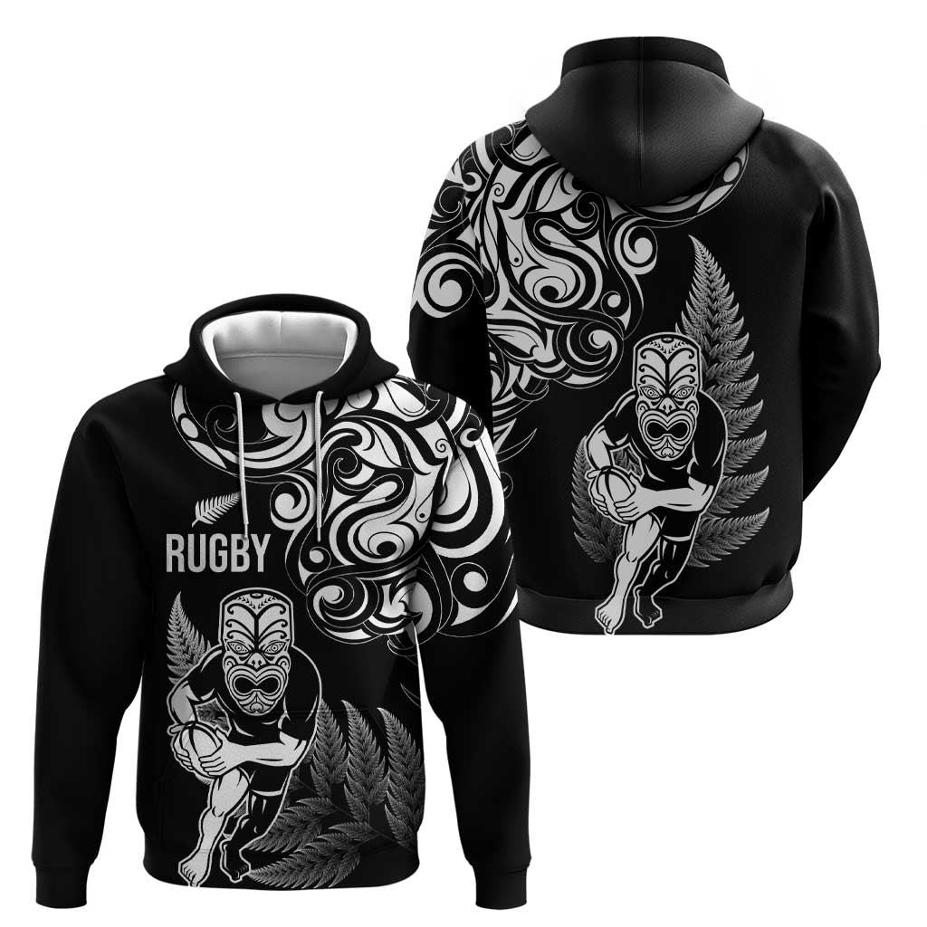 New Zealand Maori Warrior Rugby Hoodie Silver Fern LT03 - Polynesian Pride