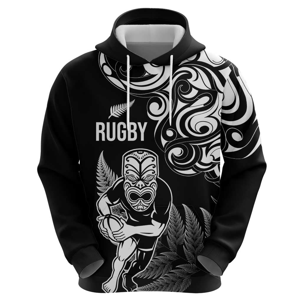 New Zealand Maori Warrior Rugby Hoodie Silver Fern LT03 - Polynesian Pride