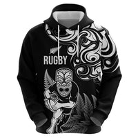 New Zealand Maori Warrior Rugby Hoodie Silver Fern LT03 - Polynesian Pride