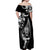 New Zealand Maori Warrior Rugby Off Shoulder Maxi Dress Silver Fern