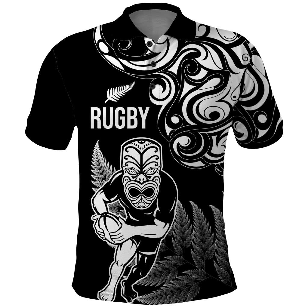 New Zealand Maori Warrior Rugby Polo Shirt Silver Fern