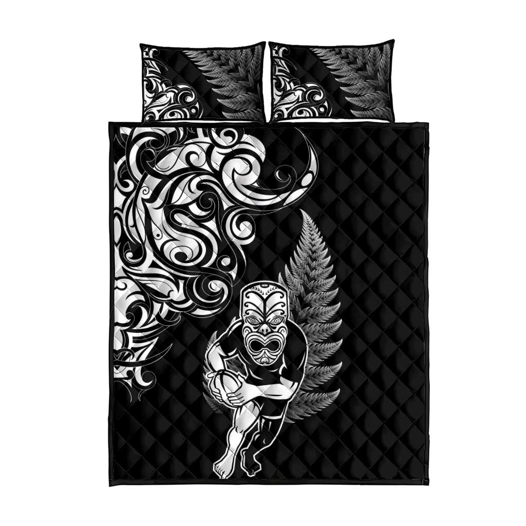 New Zealand Maori Warrior Rugby Quilt Bed Set Silver Fern LT03 - Polynesian Pride