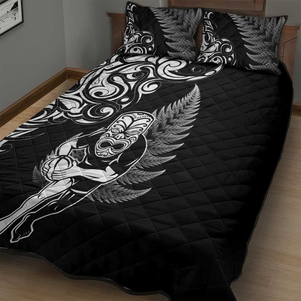 New Zealand Maori Warrior Rugby Quilt Bed Set Silver Fern LT03 - Polynesian Pride