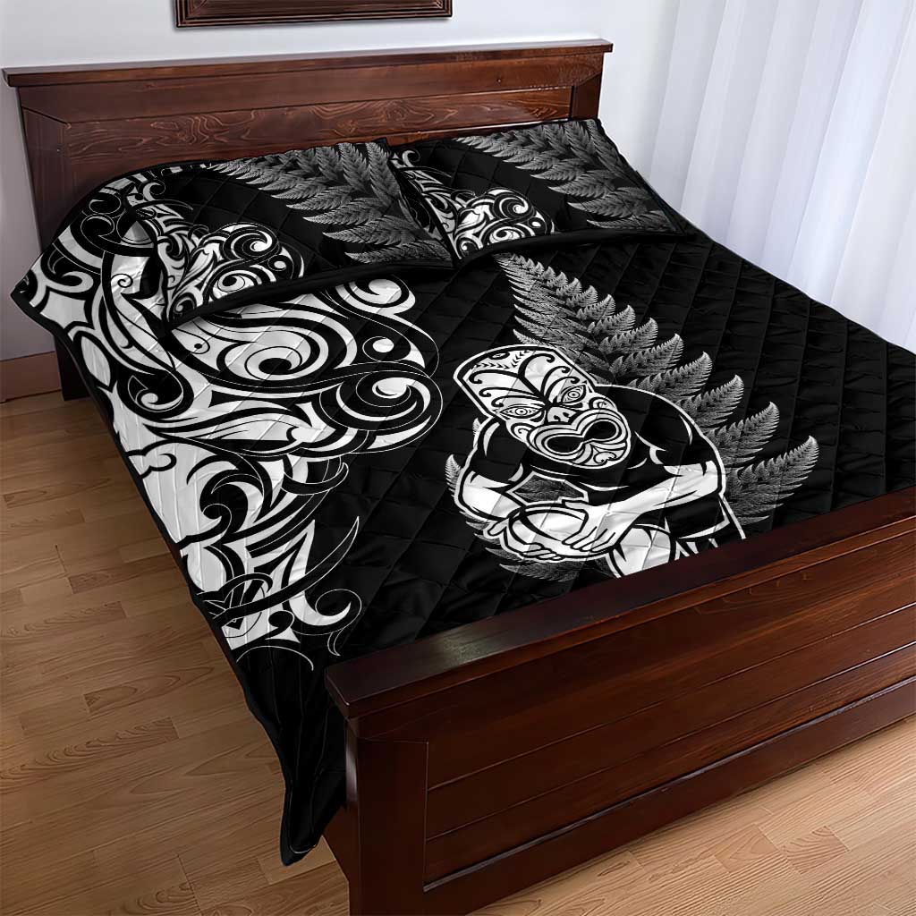 New Zealand Maori Warrior Rugby Quilt Bed Set Silver Fern LT03 - Polynesian Pride