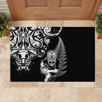 New Zealand Maori Warrior Rugby Rubber Doormat Silver Fern LT03 Black - Polynesian Pride
