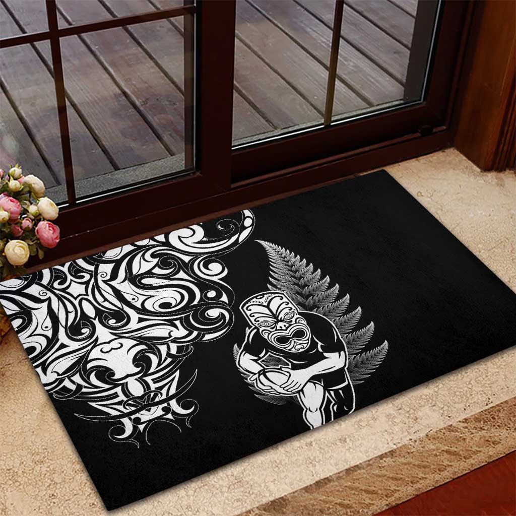 New Zealand Maori Warrior Rugby Rubber Doormat Silver Fern LT03 - Polynesian Pride