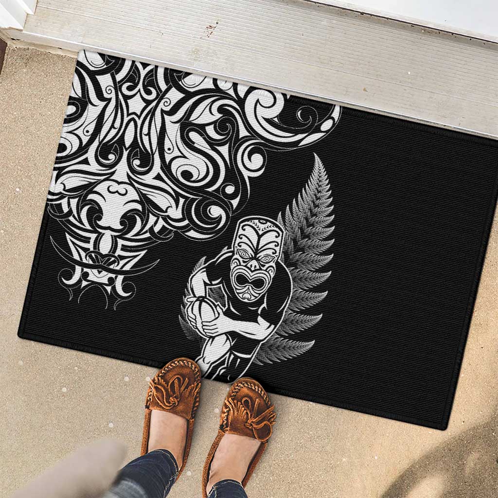 New Zealand Maori Warrior Rugby Rubber Doormat Silver Fern LT03 - Polynesian Pride
