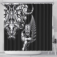 New Zealand Maori Warrior Rugby Shower Curtain Silver Fern LT03 - Polynesian Pride