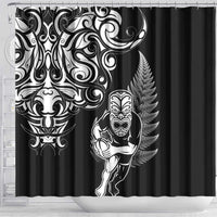New Zealand Maori Warrior Rugby Shower Curtain Silver Fern LT03 - Polynesian Pride