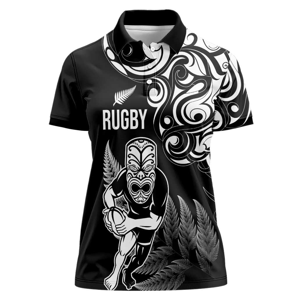 New Zealand Maori Warrior Rugby Women Polo Shirt Silver Fern