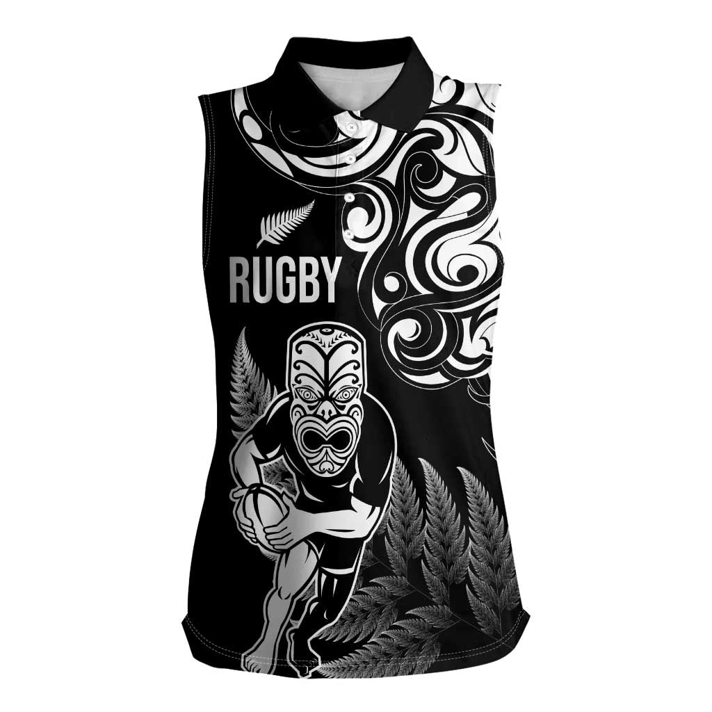 New Zealand Maori Warrior Rugby Women Sleeveless Polo Shirt Silver Fern