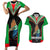 PNG Mendi Muruks Rugby Couples Matching Short Sleeve Bodycon Dress and Hawaiian Shirt The Cassowary Head and PNG Bird Polynesian Tattoo LT03 Green - Polynesian Pride