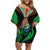 Custom PNG Mendi Muruks Rugby Off Shoulder Short Dress The Cassowary Head and PNG Bird Polynesian Tattoo LT03 Women Green - Polynesian Pride