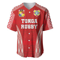 Custom Tonga Pacific Rugby 2024 Baseball Jersey Ngatu Tribal Pattern LT03 Red - Polynesian Pride