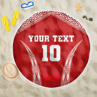 Custom Tonga Pacific Rugby 2024 Beach Blanket Ngatu Tribal Pattern LT03 One Size 150cm Red - Polynesian Pride
