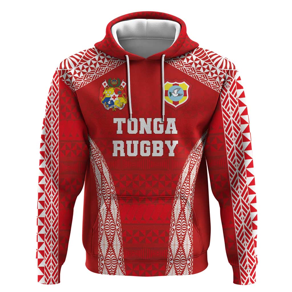 Custom Tonga Pacific Rugby 2024 Hoodie Ngatu Tribal Pattern