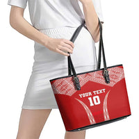 Custom Tonga Pacific Rugby 2024 Leather Tote Bag Ngatu Tribal Pattern LT03 - Polynesian Pride