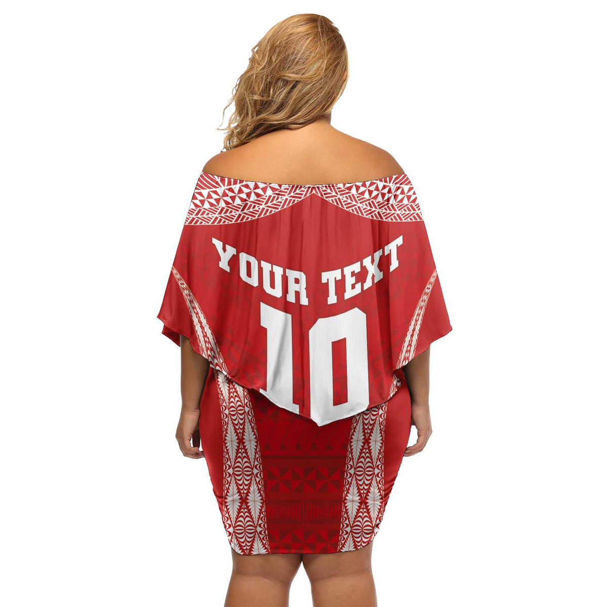 Custom Tonga Pacific Rugby 2024 Off Shoulder Short Dress Ngatu Tribal Pattern LT03 - Polynesian Pride