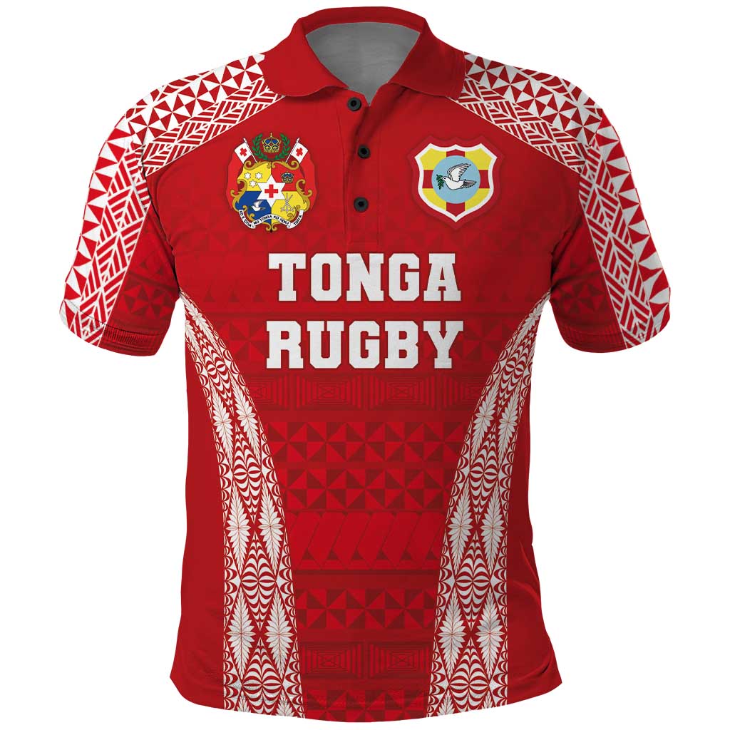 Custom Tonga Pacific Rugby 2024 Polo Shirt Ngatu Tribal Pattern LT03 Red - Polynesian Pride