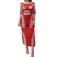 Custom Tonga Pacific Rugby 2024 Puletasi Ngatu Tribal Pattern LT03 Long Dress Red - Polynesian Pride