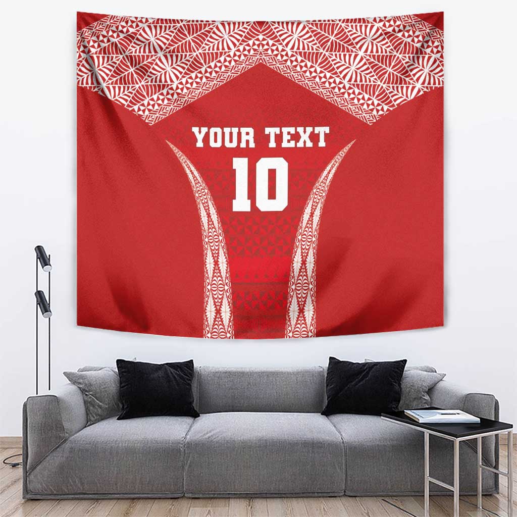 Custom Tonga Pacific Rugby 2024 Tapestry Ngatu Tribal Pattern LT03 Red - Polynesian Pride