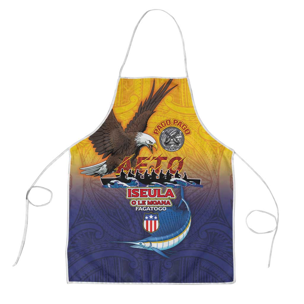 American Samoa Fautasi Apron Bald Eage and Sailfish with Kakau Motifs LT03 Yellow - Polynesian Pride
