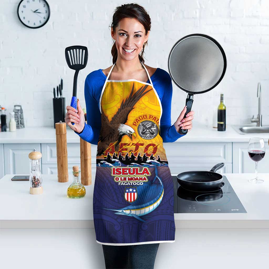American Samoa Fautasi Apron Bald Eage and Sailfish with Kakau Motifs LT03 - Polynesian Pride