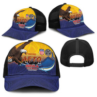 American Samoa Fautasi Baseball Net Cap Bald Eage and Sailfish with Kakau Motifs LT03 - Polynesian Pride