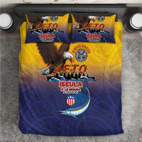 American Samoa Fautasi Bedding Set Bald Eage and Sailfish with Kakau Motifs LT03 Yellow - Polynesian Pride