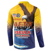 American Samoa Fautasi Button Sweatshirt Bald Eage and Sailfish with Kakau Motifs LT03 - Polynesian Pride